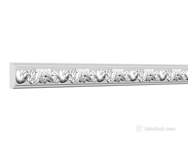 Elegant Decorative Gypsum Cornice With Intricate Floral Patterns For Interior Design 3d model