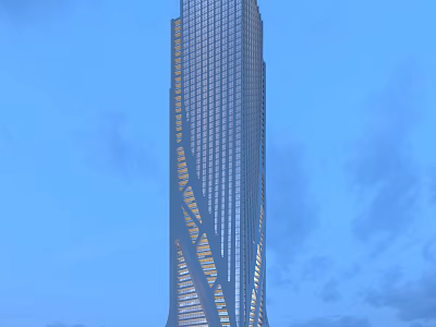 Modern High Rise Office Building With Glass Facade And Contemporary Design 3d model