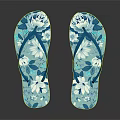 Flip Flops With Blue And White Floral Pattern Summer Footwear Lightweight Design