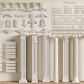 French Gypsum Line Skirting Line Gypsum Carved Corner Flower Roman Column Carved Lamp Plate 3d model