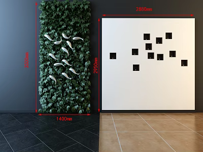 Modern Commercial Equipment With Green Plant Wall And Modular Display Panels For Business Decor 3d model