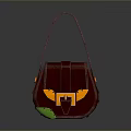 Stylish Dark Red Handbag With Yellow Accents Green Details And Buckle