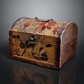 Classic Vintage Trunk With Hand Painted Floral Patterns Metal Lock And Handle
