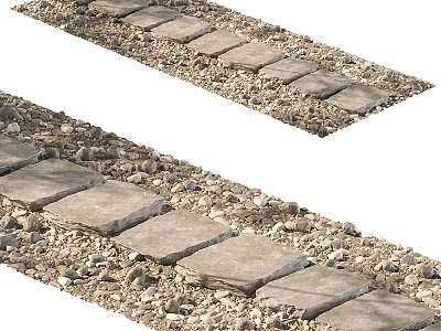 Well Constructed Roadway Facilities Featuring Neatly Laid Stone Slabs And Surrounding Gravel 3d model