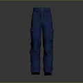 Blue Cargo Pants With Multiple Side Pockets Zipper Fly And Button Closure Design 3d model