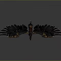 Fantasy Griffin Creature 3D Model With Spread Wings Golden Black Armored Body