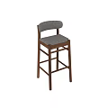 Modern Wooden Bar Stool with Fabric Padded Seat and Sleek Backrest Design