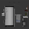 Modern Bathroom Interior Design With Round Mirror Vanity Toilet And Storage Cabinet
