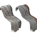 Soft Scarves With Gray Brown And Black White Checker Patterns And Fringes