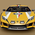 Sporty Yellow Sports Car With 63 Logo And Racing Stripes
