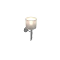 Modern Metal Wall Sconce With White Fabric Shade And Cylindrical Pole Design