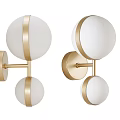 Modern Gold Wall Sconces with White Round Shades and Double Circular Design for Home Interior
