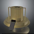 Futuristic Golden Sci Fi Mechanical Device With Cylindrical Vented Body And Base Panel