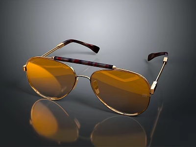 Luxury Gold Jewelry With Orange Gemstone And Shiny Reflective Surface 3d model