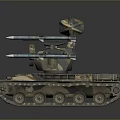 Military Tank With Camouflage Paint And Missile Launchers On Top
