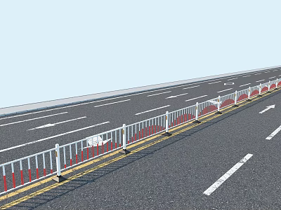 Road Traffic Safety Barriers White Red Lanes Directional Arrows On Asphalt Road 3d model