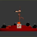 Game Movie Character Cartoon Rabbit Standing On Red Platform With TNT Boxes And Black Bombs