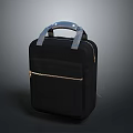 Black Handbag With Gray Handle And Gold Zipper Pocket For Daily Use