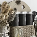 Modern Kitchen Utensils Display With Ceramic Bowls Glass Mugs Storage Jars And Fresh Apples