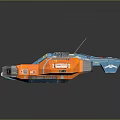 Blue And Orange Futuristic Spaceship With Complex Structure And Detailed Engines 3d model