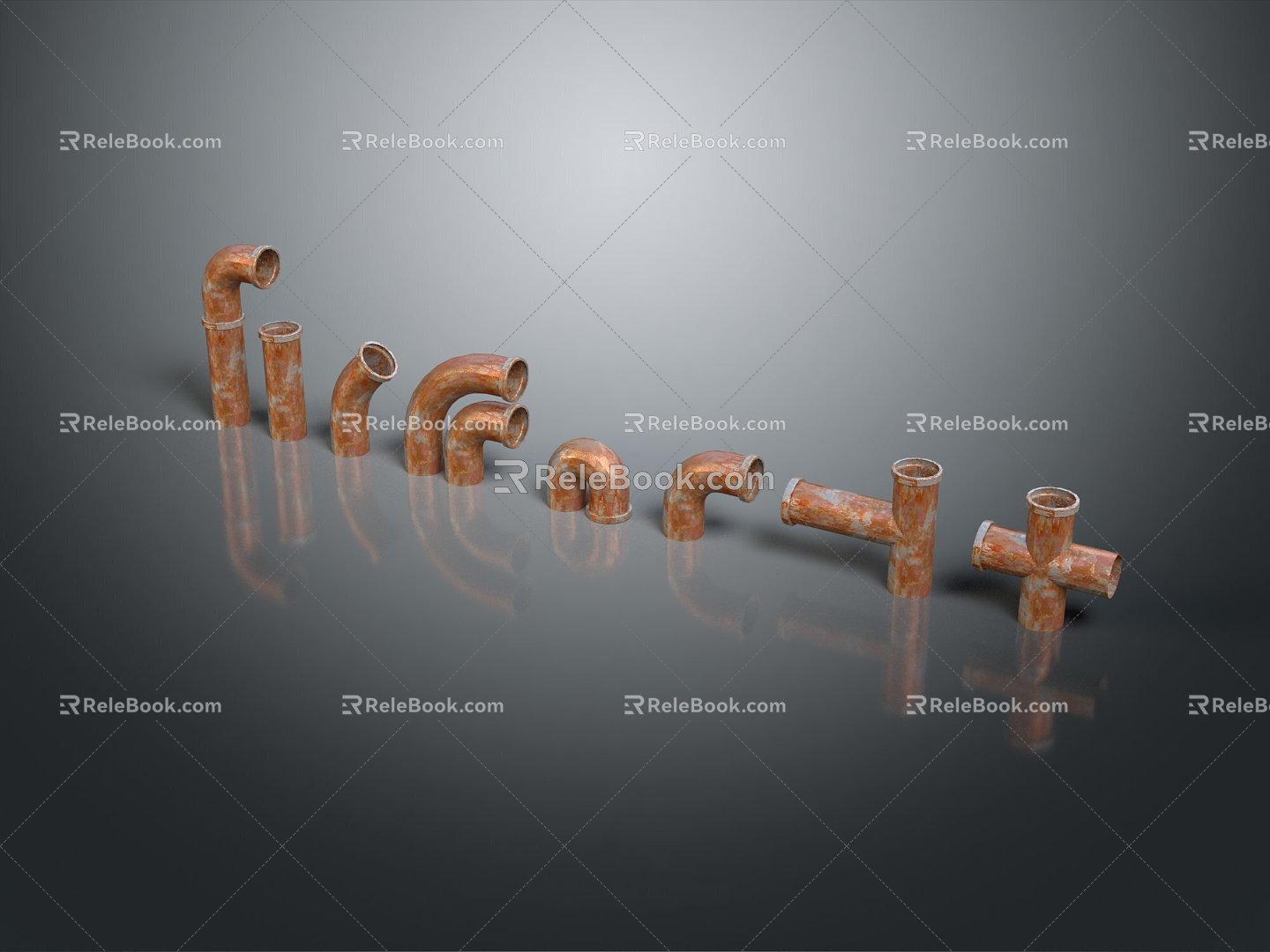 Industrial LOFT water pipe pipe valve iron pipe 3d model