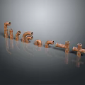 Copper Piping Fittings Including Elbows Tees And Straight Arranged On Gray Background With Reflection