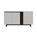 Modern Entryway Cabinet Sideboard With Light Gray Doors And Black Legs
