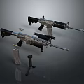 Modern Tactical Rifles With Detachable Magazines Black Stocks And Silver Barrels