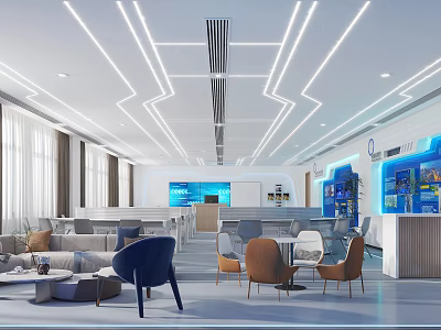 Modern School Common Area With Sofas Tables And Comfortable Chairs 3d model