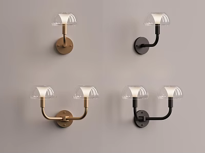 Modern Minimalist Light Luxury Metal Glass Wall Lamp 3d model