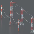 Industrial Equipment High Voltage Transmission Towers With Steel Lattice Structure And Power Lines
