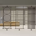 Modern Decorative Room Dividers With Circular Patterns And Textured Glass Panels 3d model