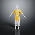 White Mannequin Wearing Yellow Top With White Belt And White Pants