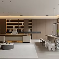 Modern Office Interior Design With Bookshelves Desk Marble Countertop And Plants