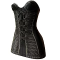 Elegant Black Satin Gown With Fitted Bodice Fluffy Skirt And Radiant Sunburst Decoration