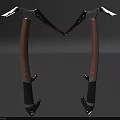 Double Sided Weapon Ice Axes With Sharp Metal Heads Wooden Handles And Gray Grips