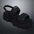 PRADA Black Sandals with Crisscross Straps and Chunky Platform Sole
