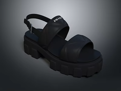 PRADA Black Sandals with Crisscross Straps and Chunky Platform Sole 3d model