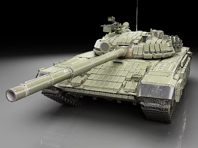 Green Military Tank With Long Cannon And Armored Exterior Design 3d model