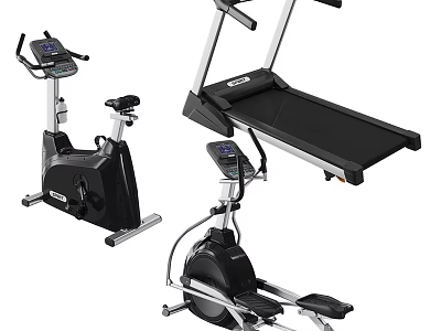 Home Fitness Sports Equipment With Exercise Bike Treadmill And Elliptical Trainer 3d model