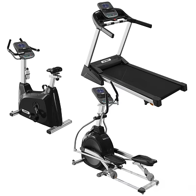 Home Fitness Sports Equipment With Exercise Bike Treadmill And Elliptical Trainer 3d model