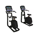 Two Modern Stationary Bikes With Digital Displays For Fitness Equipment