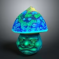Decorative Vegetable Mushroom With Vibrant Colorful Patterned Cap And Unique Face Design Base