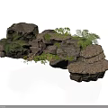 Modern Rock Landscape Decor With Vibrant Green Plants And Artistic Design Elements