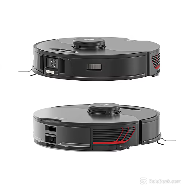 Modern Robotic Vacuum Cleaners With Black Design And Red Accents For Home Use 3d model 