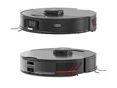 Modern Robotic Vacuum Cleaners With Black Design And Red Accents For Home Use 3d model