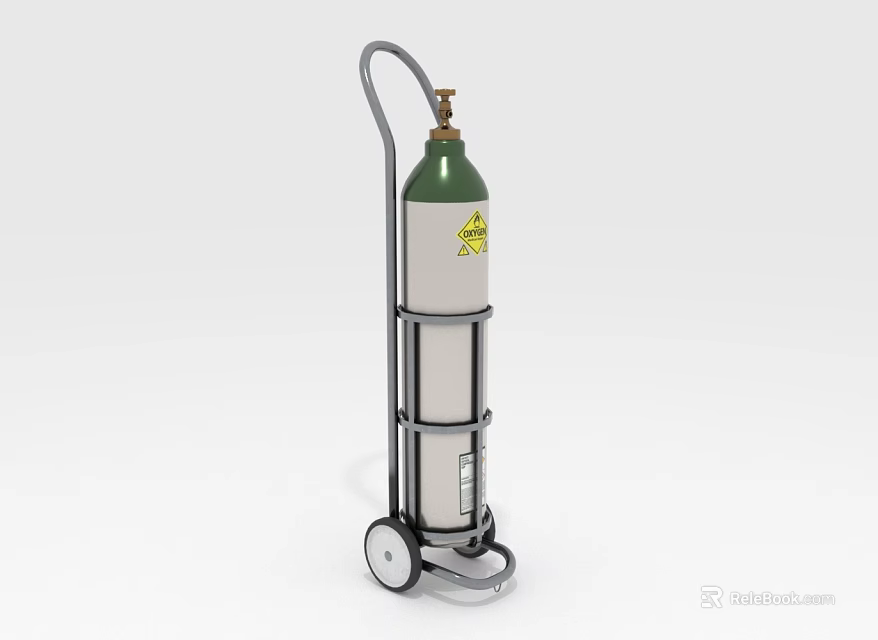 Durable Commercial Gas Cylinder Cart With Metal Frame Wheels And Valve For Industrial Use 3d model 
