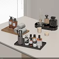 Stylish Vanity Table With Luxury Perfume Bottles Reed Diffuser And Skincare Products