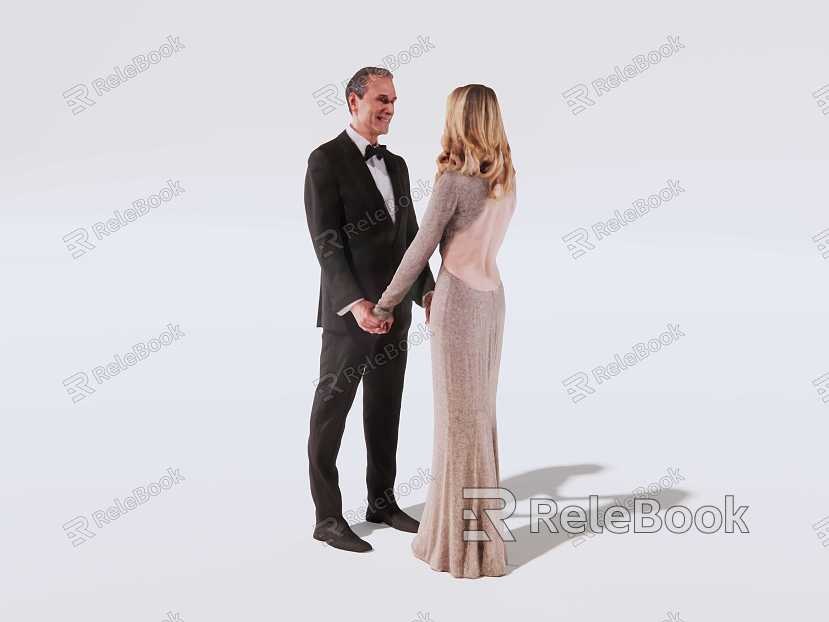 Figure men and women couples evening dress model model