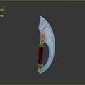 Traditional Curved Blade Weapon With Blue Steel Edge Brown Handle And Cross Symbol